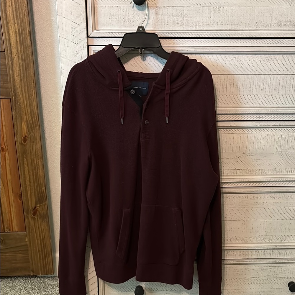 American Eagle Outfitters Red Hooded Knit Sweater